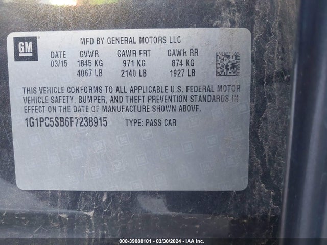 Chevrolet Cruze 1lt Auto 2015 1G1PC5SB6F7238915 Image 9