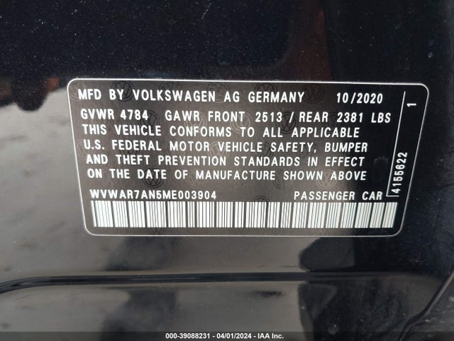 WVWAR7AN5ME003904 Volkswagen Arteon 2.0t Se