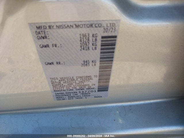 Nissan Altima Sv Fwd 2024 1N4BL4DVXRN337701 Image 9