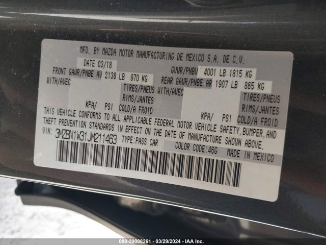 3MZBN1W31JM211463 Mazda Mazda3 Grand Touring