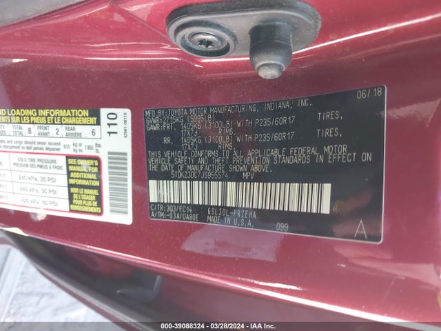 Toyota Sienna Le 8 Passenger 2018 5TDKZ3DC7JS955574 Image 9