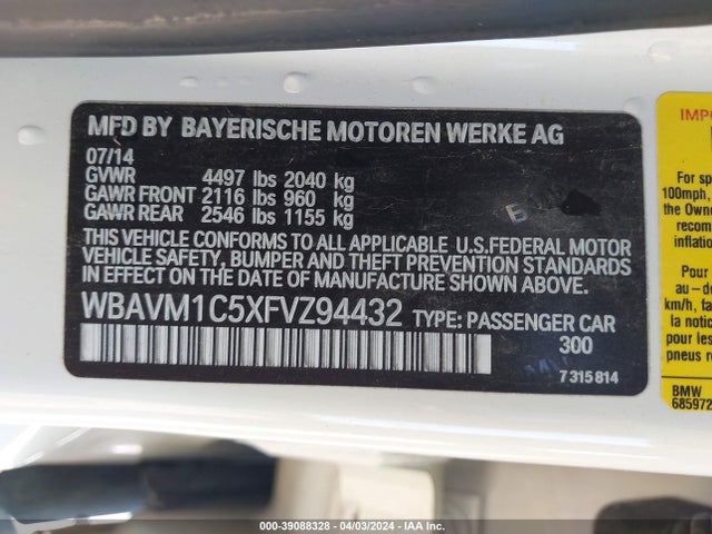 BMW X1 Sdrive28i 2015 WBAVM1C5XFVZ94432 Image 9
