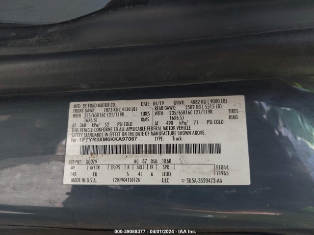 Ford Transit-250 2019 1FTYR3XM6KKA97067 Image 9