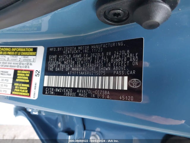 Toyota CAMRY SE 2024 4T1T11AK6RU215075 Image 9