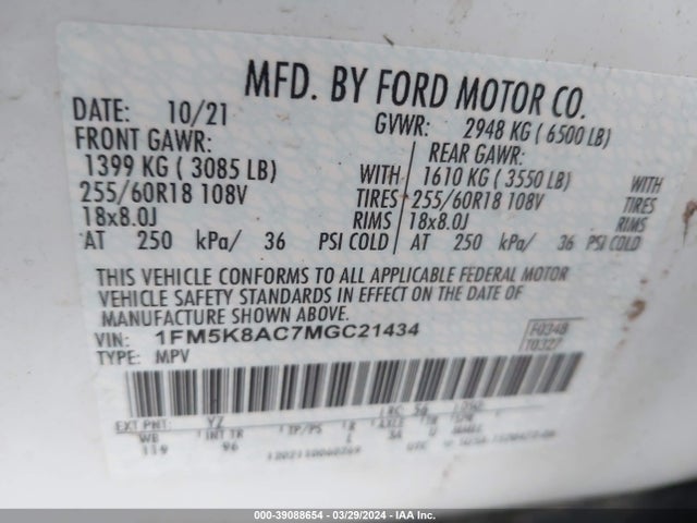 Ford Police Interceptor Utility 2021 1FM5K8AC7MGC21434 Image 9