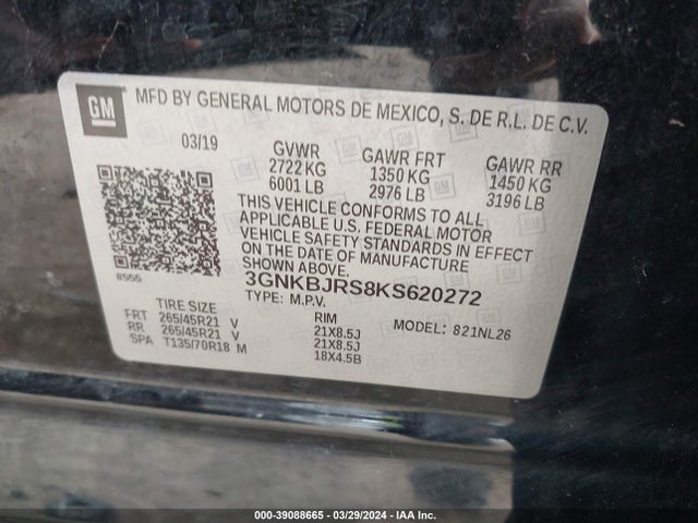 Chevrolet BLAZER RS 2019 3GNKBJRS8KS620272 Image 9