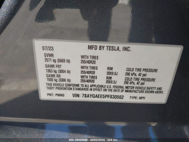 2023 TESLA MODEL Y 7SAYGAEE5PF830562 Photo 8