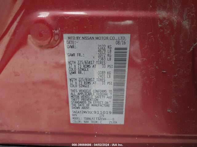 Nissan ROGUE S 2016 5N1AT2MV3GC911019 Image 9
