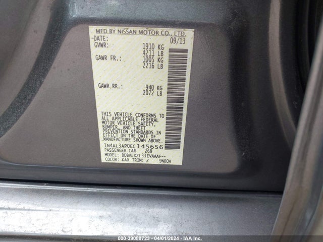 Nissan Altima 2.5 Sl 2014 1N4AL3AP0EC145656 Image 9