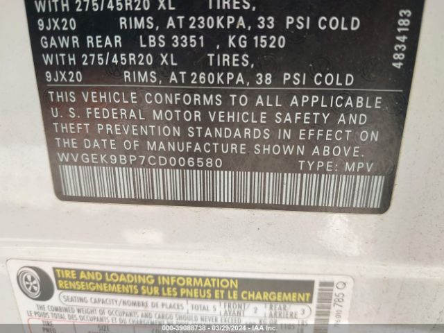 2012 VOLKSWAGEN TOUAREG WVGEK9BP7CD006580 Photo 8