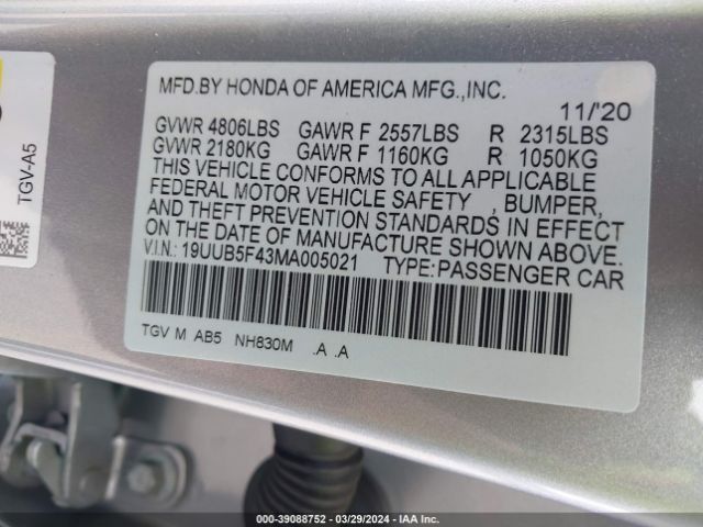 19UUB5F43MA005021 Acura Tlx Technology Package