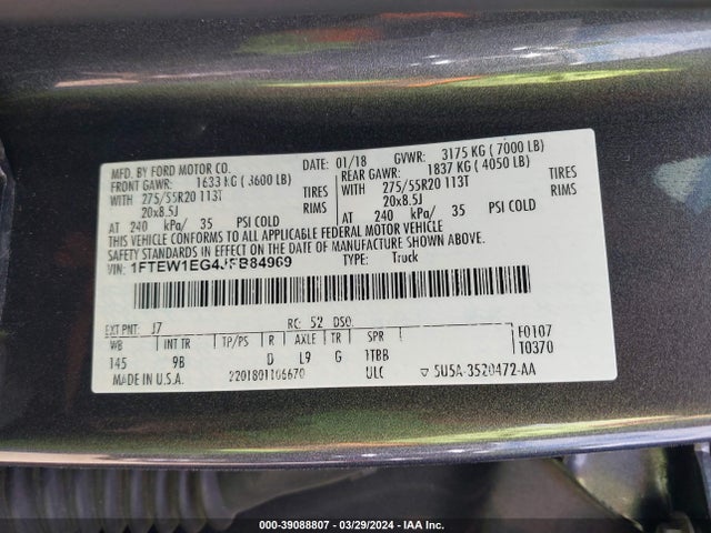 Ford F-150 Platinum 2018 1FTEW1EG4JFB84969 Image 9