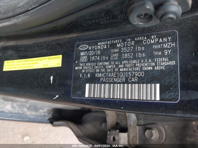 Hyundai ACCENT SE 2016 KMHCT4AE1GU157900 Image 9