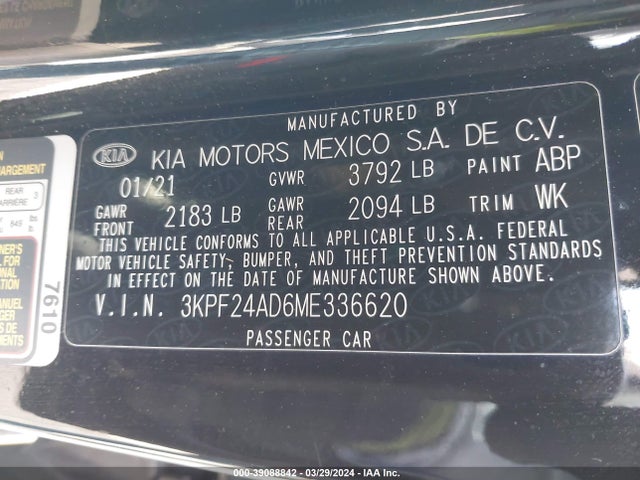 KIA Forte Lxs 2021 3KPF24AD6ME336620 Image 9