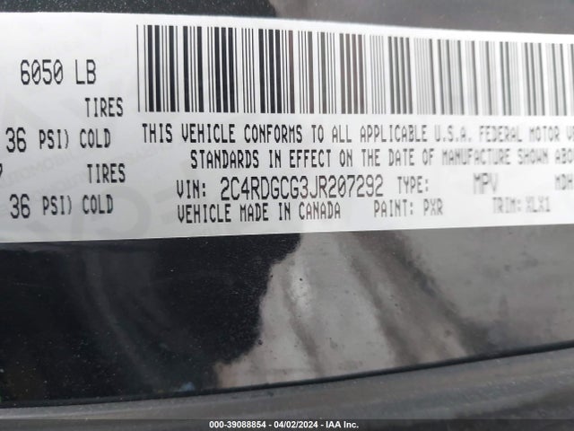 Dodge Grand Caravan Sxt 2018 2C4RDGCG3JR207292 Image 9