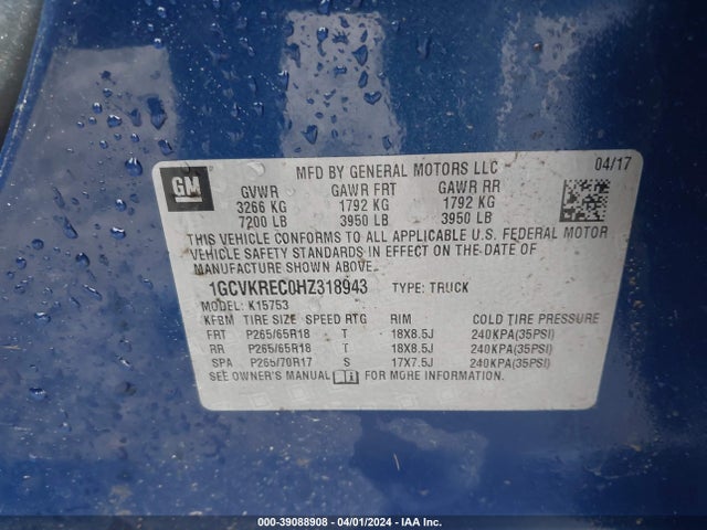 Chevrolet Silverado 1500 2lt 2017 1GCVKREC0HZ318943 Image 9