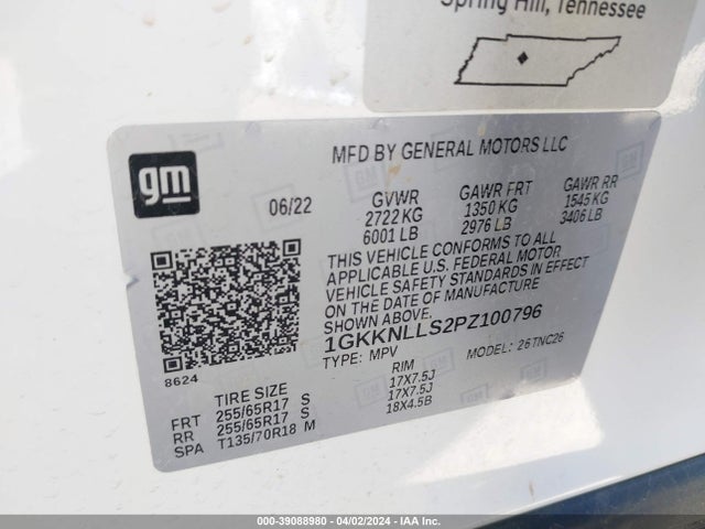 GMC Acadia Awd At4 2023 1GKKNLLS2PZ100796 Image 9