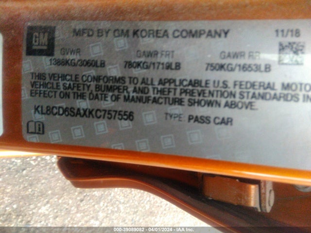 Chevrolet Spark 1lt Cvt 2019 KL8CD6SAXKC757556 Image 9