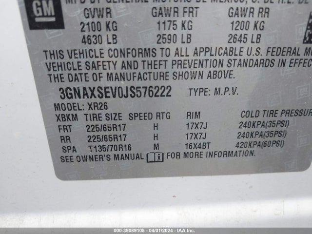Chevrolet EQUINOX LT 2018 3GNAXSEV0JS576222 Image 9