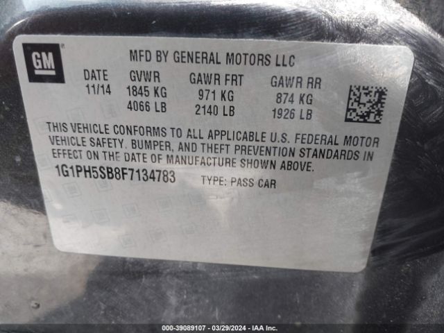 1G1PH5SB8F7134783 Chevrolet Cruze Eco Auto
