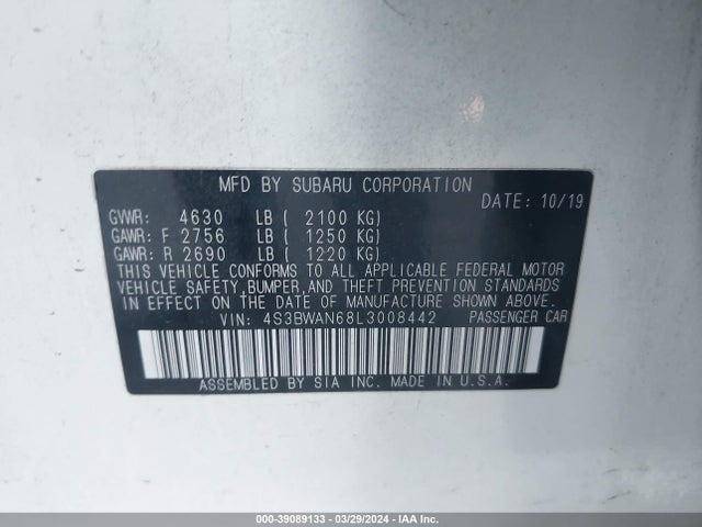 4S3BWAN68L3008442 Subaru Legacy Limited