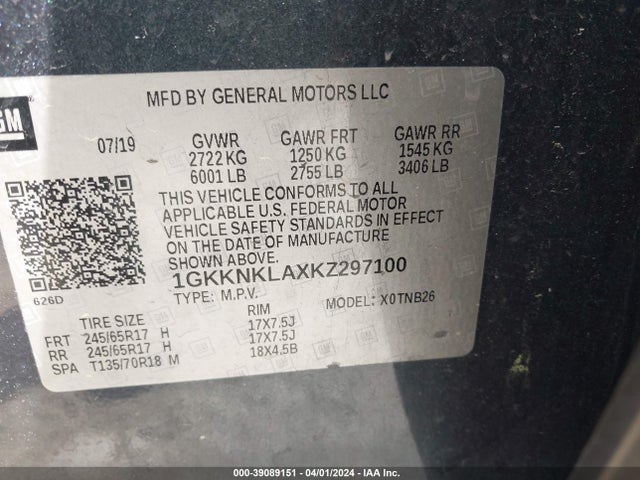 GMC Acadia Sle-1 2019 1GKKNKLAXKZ297100 Image 9