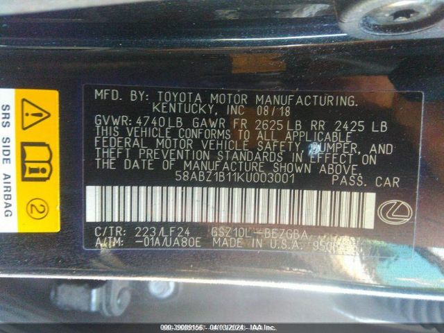58ABZ1B11KU003001 Lexus Es 350 F Sport