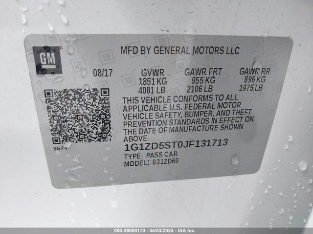 Chevrolet MALIBU LT 2018 1G1ZD5ST0JF131713 Image 9