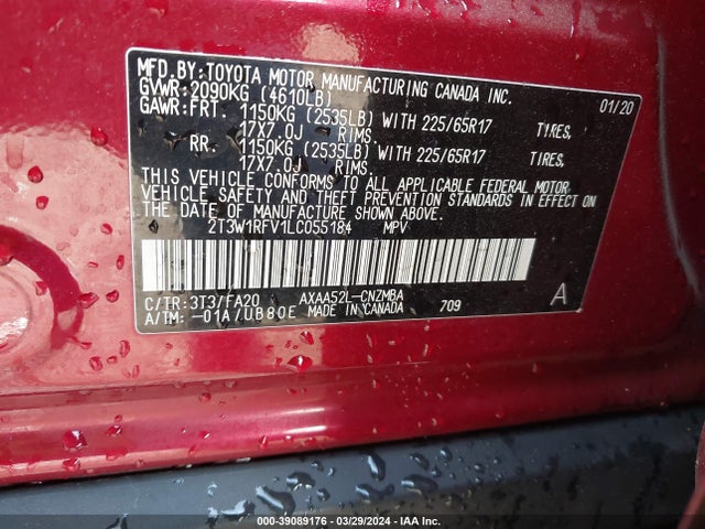 Toyota Rav4 Xle 2020 2T3W1RFV1LC055184 Image 9