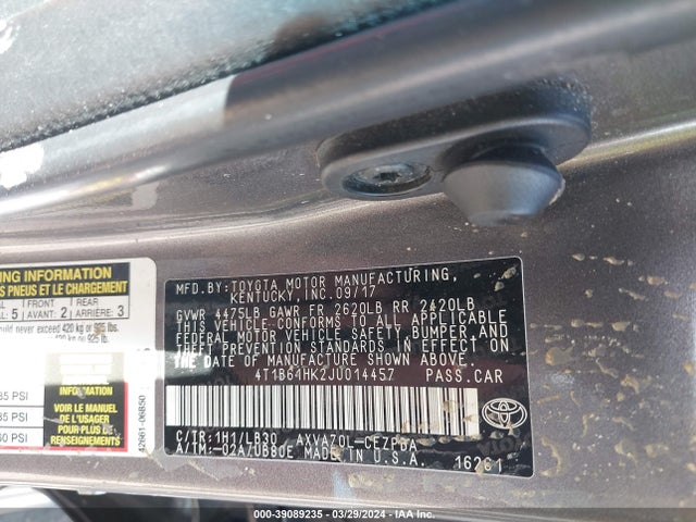 Toyota CAMRY XSE 2018 4T1B61HK2JU014457 Image 9