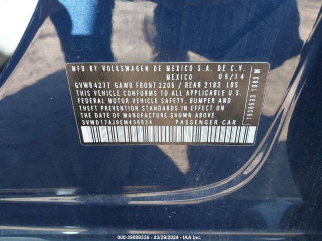 3VWD17AJ9EM436524 Volkswagen Jetta 1.8t Se
