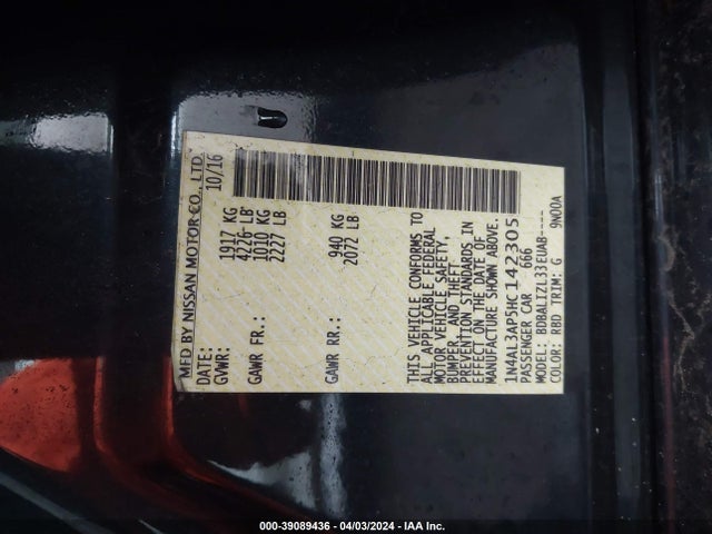 Nissan Altima 2.5 Sv 2017 1N4AL3AP5HC142305 Image 9