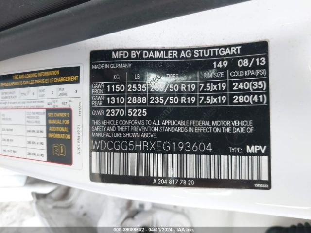 WDCGG5HBXEG193604 Mercedes-Benz GLK 350
