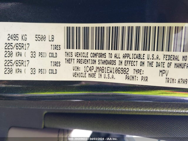 Jeep Cherokee Sport 2014 1C4PJMAB1EW106982 Image 9