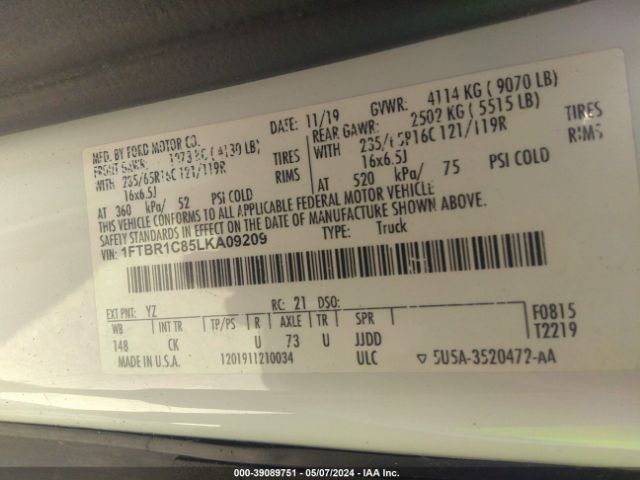 1FTBR1C85LKA09209 Ford Transit-250