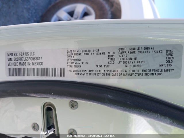 RAM 1500 Classic Slt  4x4 5'7 Box 2023 3C6RR7LG3PG663817 Image 9