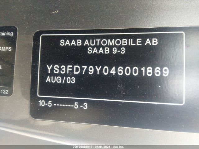2004 SAAB 9-3 YS3FD79Y046001869 Photo 8
