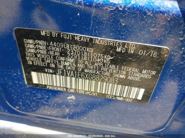 JF1VA1E6XG8829083 Subaru Wrx Premium
