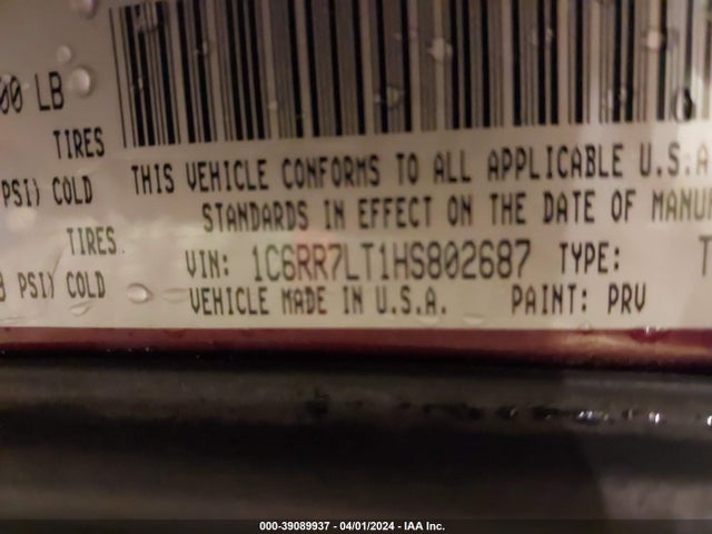 RAM 1500 2017 1C6RR7LT1HS802687 Image 9