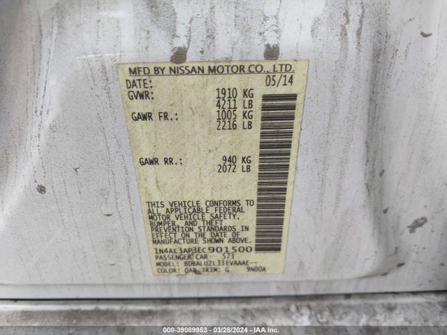 Nissan Altima 2.5 Sv 2014 1N4AL3AP3EC901500 Image 9