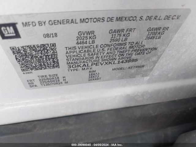 3GKALPEVXKL143895 GMC Terrain Slt