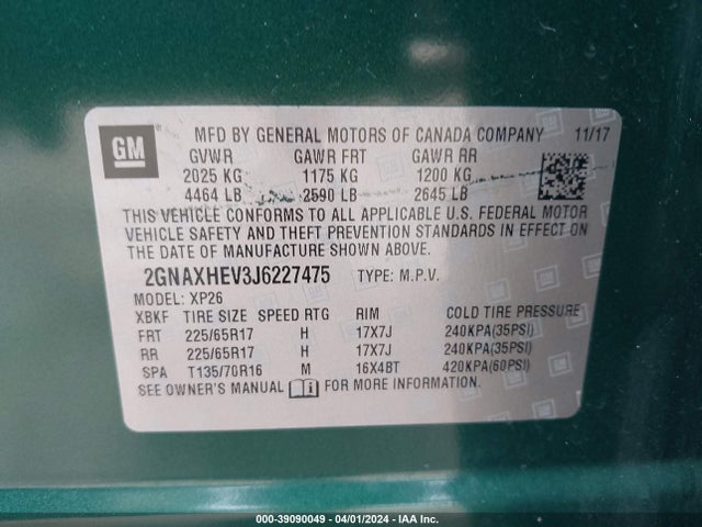Chevrolet EQUINOX LS 2018 2GNAXHEV3J6227475 Image 9