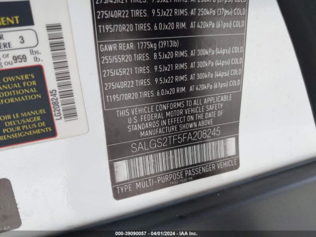 SALGS2TF5FA208245 Land Rover Range Rover 5.0l V8 Supercharged