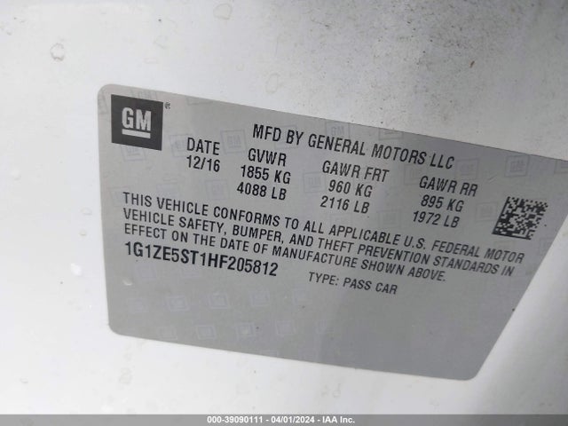 Chevrolet MALIBU 1LT 2017 1G1ZE5ST1HF205812 Image 9