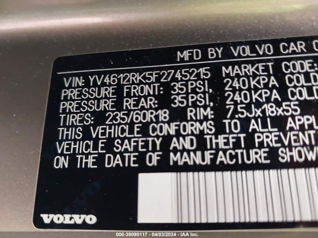 YV4612RK5F2745215 Volvo Xc60 T5/t5 Premier