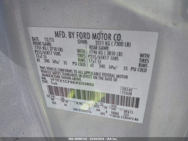 Ford F-150 Xl 2014 1FTFX1CF6EKD33892 Image 9