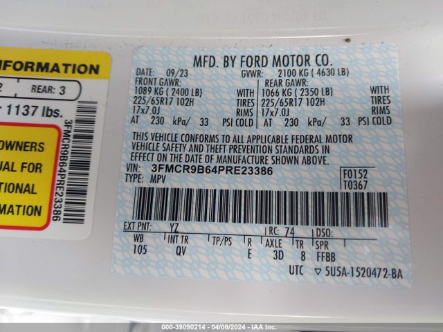 Ford Bronco Sport Big Bend 2023 3FMCR9B64PRE23386 Image 9
