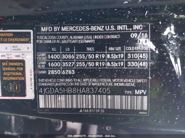 4JGDA5HB8HA837405 Mercedes-Benz Gle 350 4matic