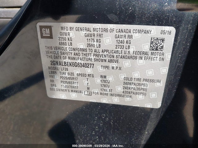 Chevrolet EQUINOX LS 2016 2GNALBEK6G6340277 Image 9