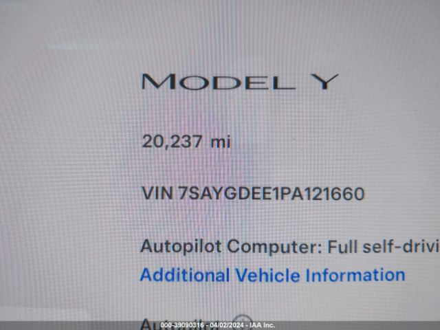 7SAYGDEE1PA121660 Tesla Model Y Awd/long Range Dual Motor All-wheel Drive